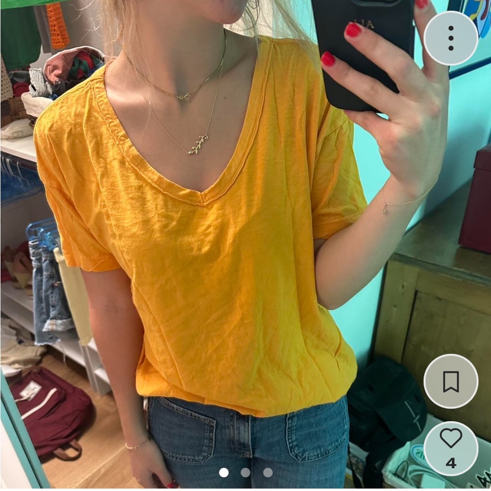 Aerie Yellow V-Neck Relaxed T-Shirt
